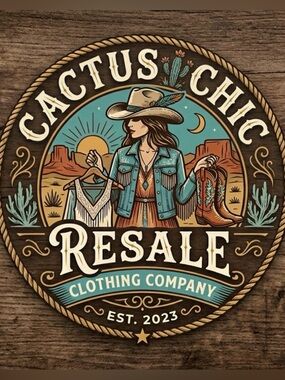 Cactus Chic Resale Co. Western Logo Tee Art - Turquoise & Brown